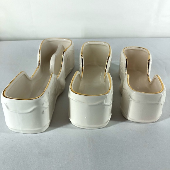 Ceramic Buffet Caddies White With Gold Trim - Picture 1 of 10